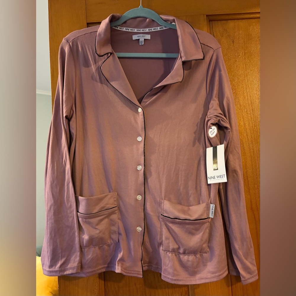 Nine West Women's Nostalgia Rose Button-Down Sleep Shirt